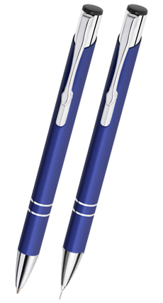 długopis i ołówek w etui - granatowy